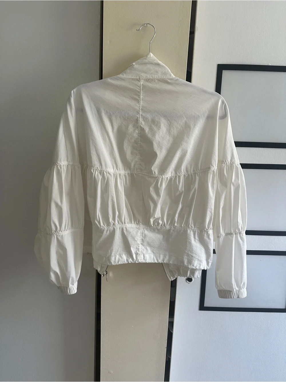 Not Rated White Gathered Zip-Front Bomber Jacket